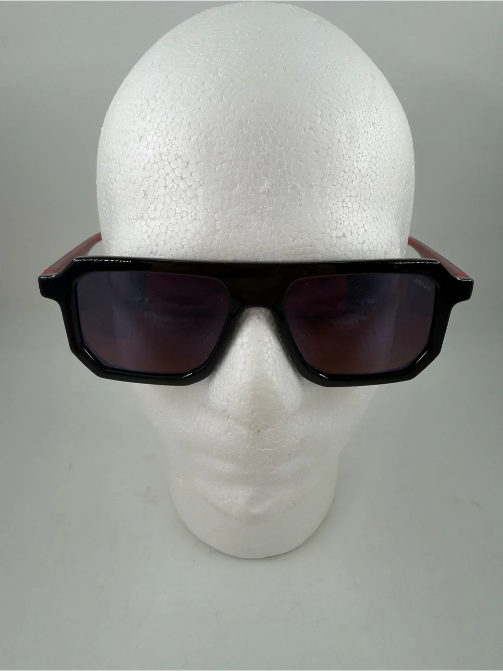Hugo Boss Men’s HG 1312/S Black Red Rectangular Sunglasses 53 17 145